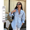 韩版 NEVA 女2025新款 HU白色长袖 复古港味宽松休闲男友风衬衣 衬衫