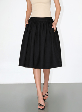 NEVA HU 复古蓝色格子半身裙女miu系低腰a字蓬蓬伞裙设计感裙子