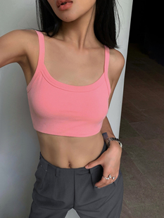 短款 现货7折 带胸垫吊带背心女夏新款 修身 上衣 NEVA 辣妹无袖