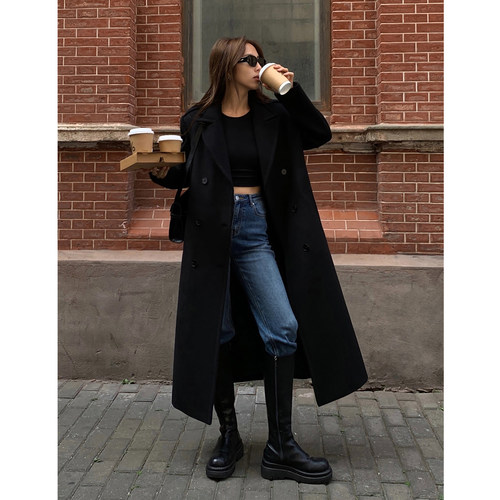 新款加厚高级感中长款西装大衣