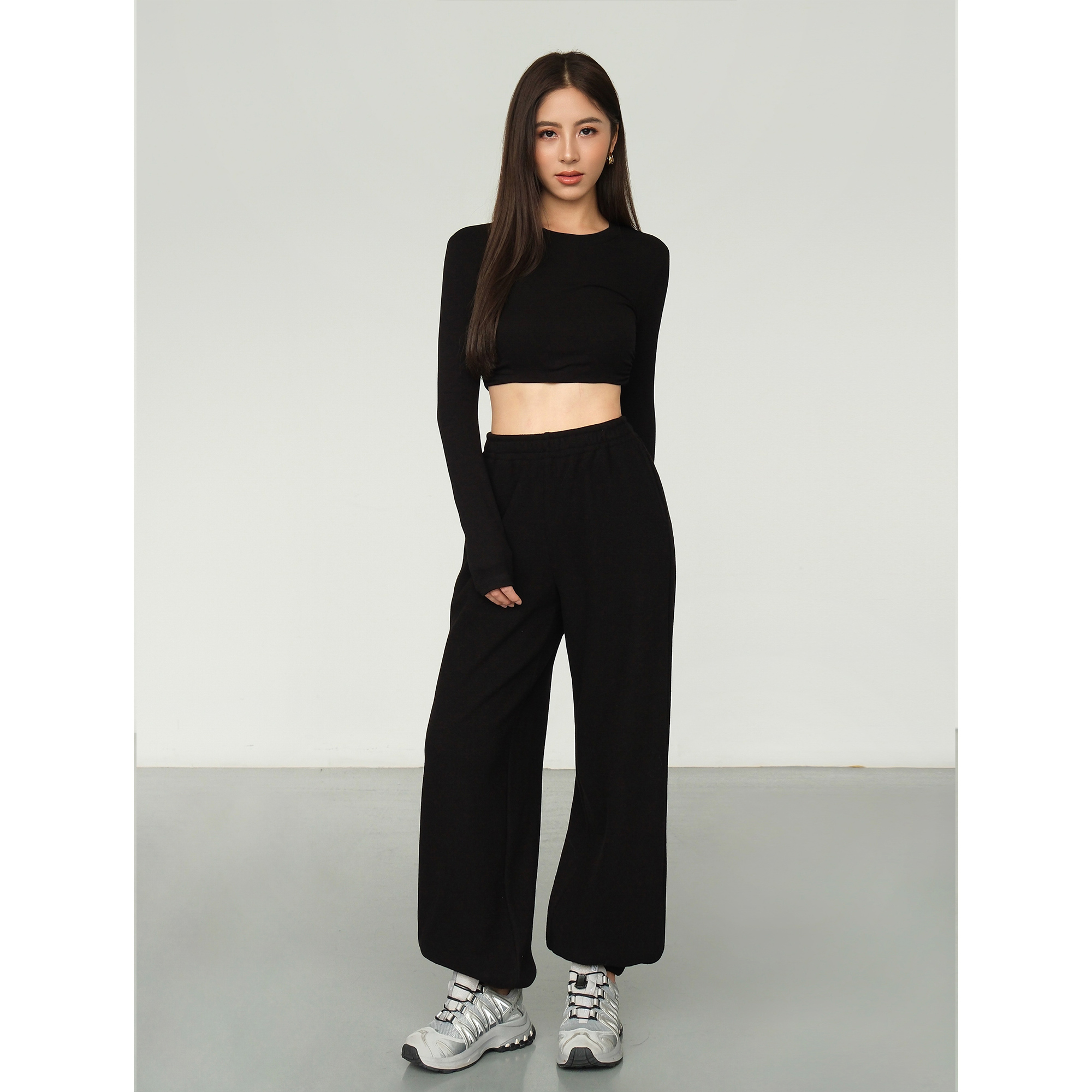 加绒休闲裤女直筒束脚运动卫裤