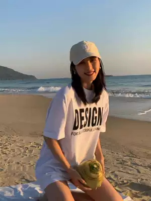 HUYIFAN white T-shirt women's short sleeves 2021 Spring Summer new loose clothes missing printed medium and long top