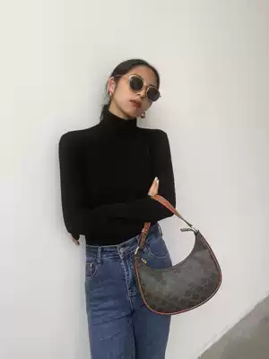 HUYIFAN high neck knitted base shirt female 2021 Autumn New Korean solid color long sleeve slim top