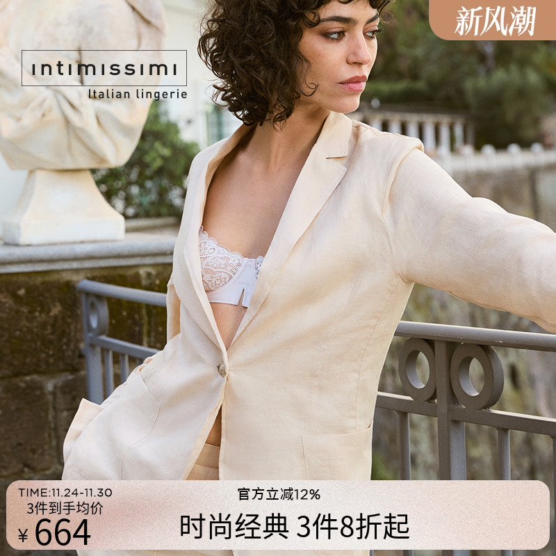 简约女士亚麻单扣西装外套