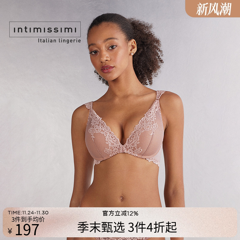 女士花卉性感有衬垫半罩杯文胸