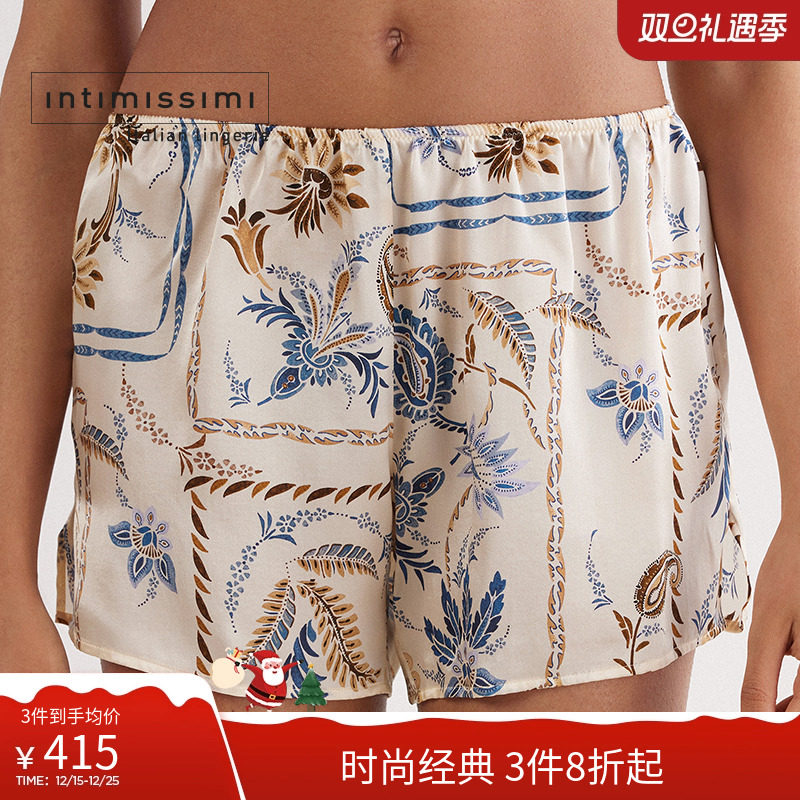 时尚复古印花短裤家居睡裤