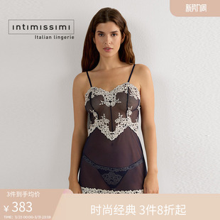 Intimissimi意舒漫时尚 花卉蕾丝性感纯欲透视吊带睡裙LBD1294