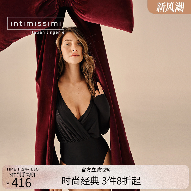 Intimissimi意舒漫25秋冬新时尚气质性感深V长袖连体衣BOD2591