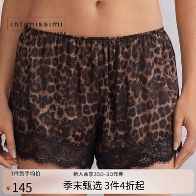 Intimissimi意舒漫女士时尚豹纹蕾丝拼接睡裤短裤PDC2548