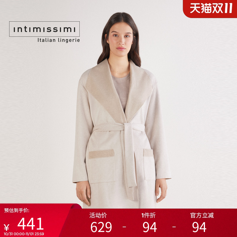 Intimissimi意舒漫25秋冬新翻领系带可外穿家居睡袍晨袍PVD961