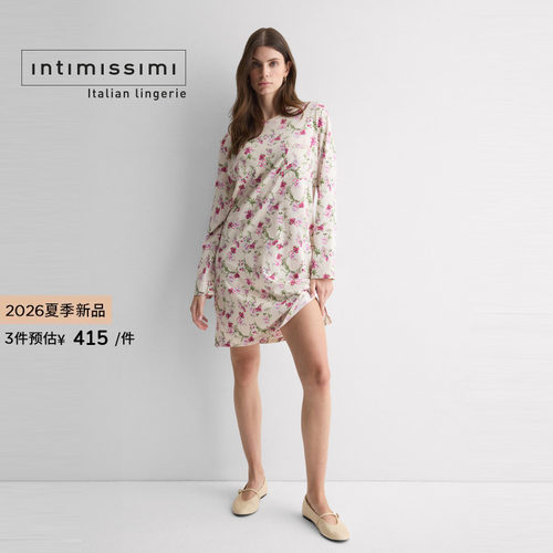 Intimissimi意舒漫26夏季新品清新碎花圆领长袖睡裙家居服PCN2294