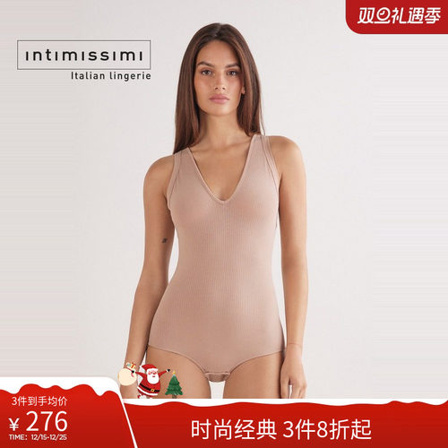 时尚罗纹性感前后V领连体衣