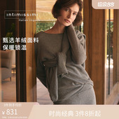 Intimissimi意舒漫女士纯色舒适一字领羊绒打底衫 CL169B