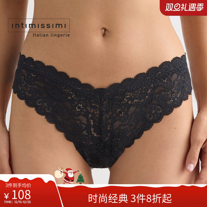 意式经典女士花卉性感花边内裤