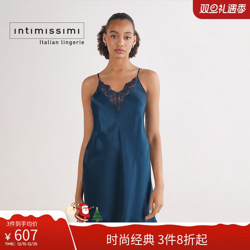 时尚花卉蕾丝V领吊带睡裙