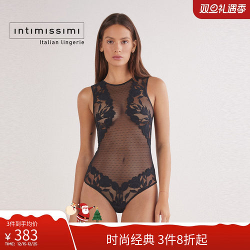 Intimissimi意舒漫25秋冬新高级性感透视蕾丝网纱连体衣BOD2582