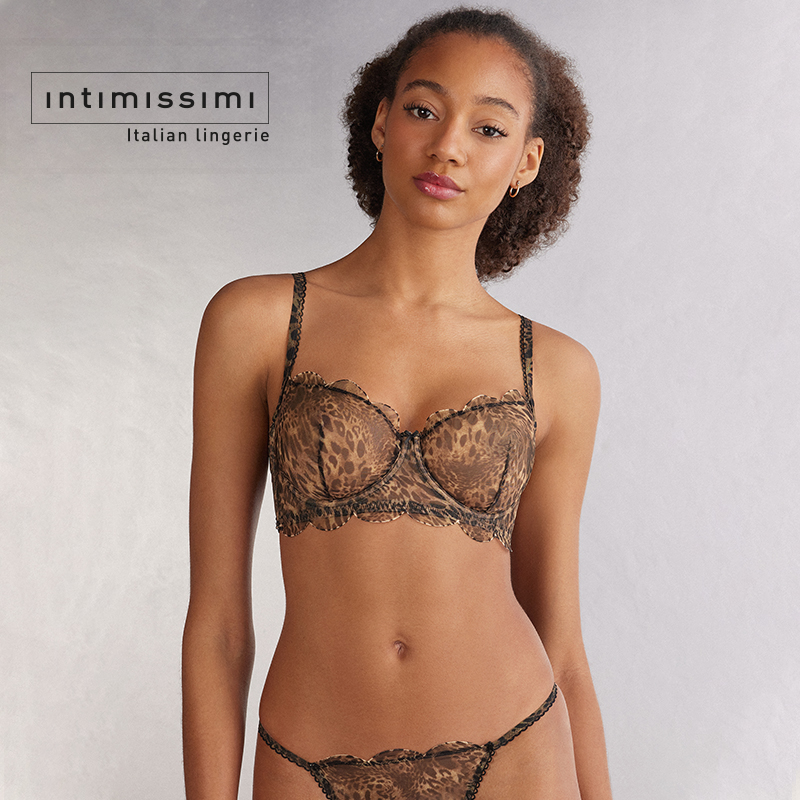 Intimissimi意舒漫性感豹纹印花荷叶边无衬垫文胸RBD2561