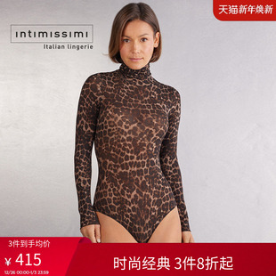 Intimissimi意舒漫秋冬时尚 连体衣BO2548C 豹纹高领含羊绒长袖