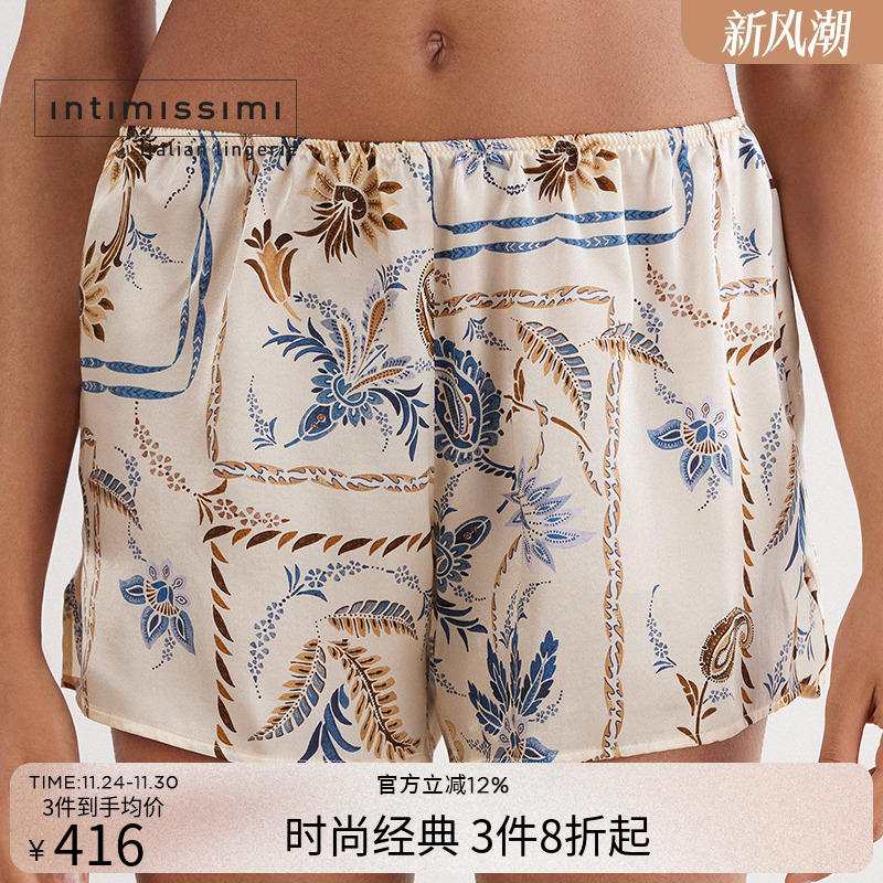 时尚复古印花短裤家居睡裤