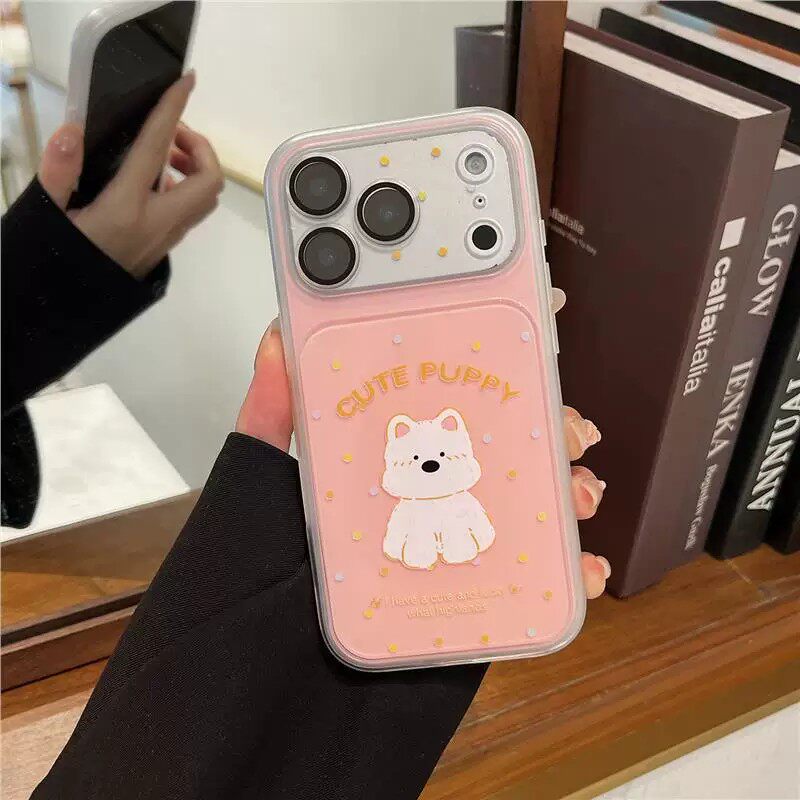 适用于苹果17Promax手机壳新款iPhone17轻薄软边防摔16Promax自带镜头膜全包保护17卡通可爱波点西高地女外壳