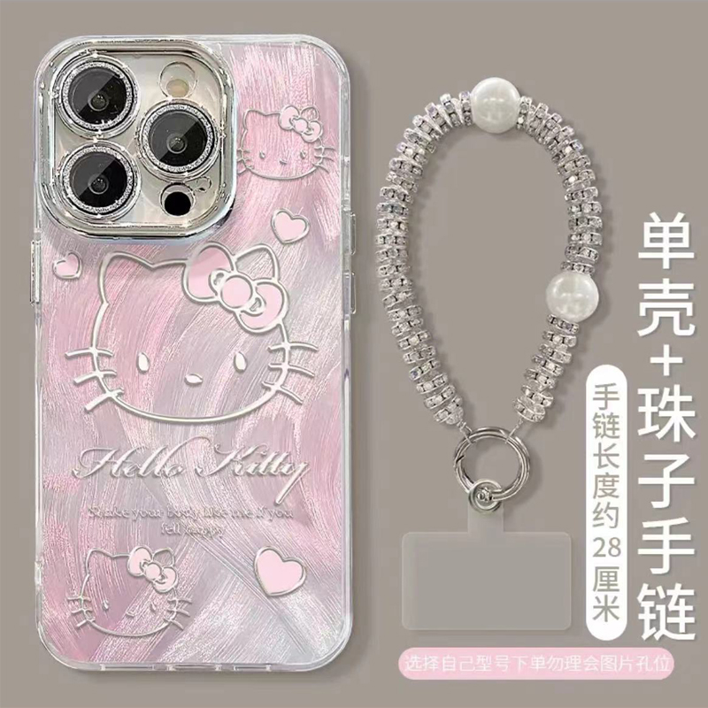 适用于苹果16promax手机壳新款iPhone16pro闪粉镜头膜KT猫15Promax全包硅胶防摔保护套带挂绳16plus可爱女潮