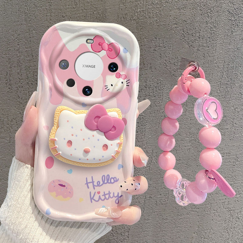 适用于华为Mate70pro+手机壳新款硅胶防摔壳mate60pro曈眼镜头全包保护套50pro潮牌奶油粉KT猫40pro带挂绳