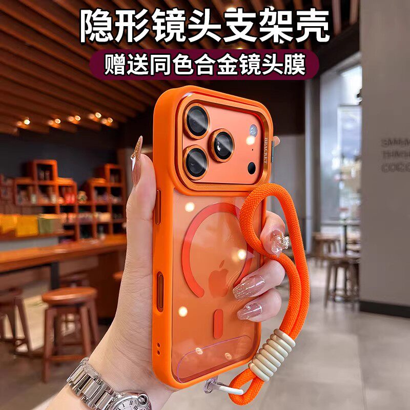 金属镜头支架适用于苹果17promax手机壳新款iphone17送镜头膜16pro透明磁吸15带挂绳手腕14全包防摔保护外壳