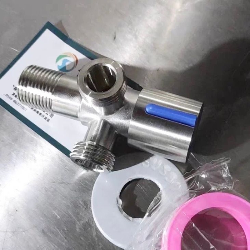 四出水龙头大全单控三角阀一进二出三出水4分304不锈钢三通一拖二