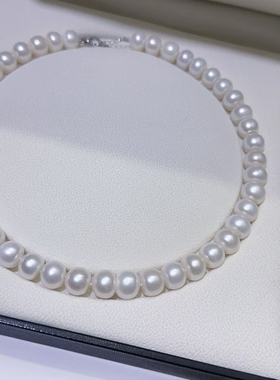 淡水10-12mm左右馒头珠淡水珍珠项链，强光厚馒头饱满几乎无暇
