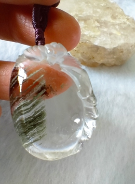 天然千层绿幽灵蝙蝠福在眼前吊坠原石毛衣链项链挂坠送朋友男女