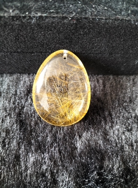 金发晶吊坠男女无事牌 天然发晶钛晶吊牌挂件水滴平安牌项链全净