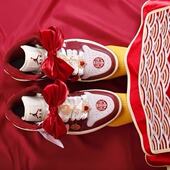 婚鞋 装 饰挂件AJ新娘配饰可拆卸DUNK空军一号DIY小红书红色蝴蝶结