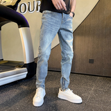 潮牌弹力休闲修身牛仔裤夏季痞帅九分小脚裤XZ905-N219#P60-控88，男装牛仔裤，星座905