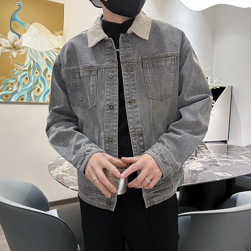 秋季潮高街痞帅休闲牛仔外套夹克XZ905-JK128#P80-控98,男装工装外套,星座905