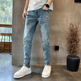 潮牌弹力休闲修身牛仔裤夏季痞帅九分小脚裤N219#P60-控88，男装牛仔裤，星座905