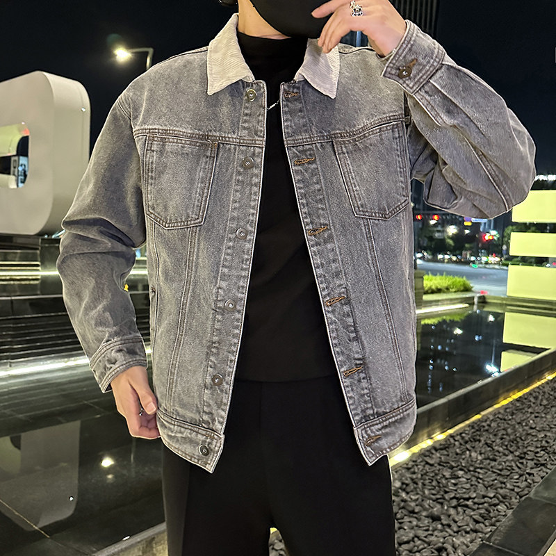 秋季潮高街痞帅休闲牛仔外套夹克XZ905-JK128#P80-控98，男装工装外套，星座905