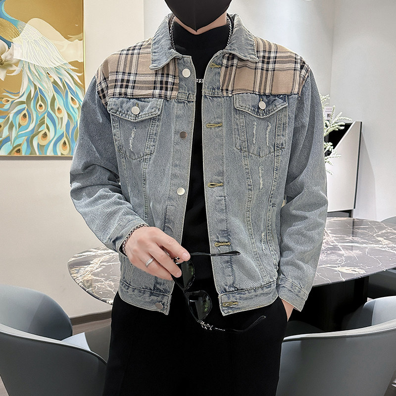 秋季潮高街痞帅休闲牛仔外套夹克XZ905-JK125#P70-控98,男装工装外套,星座905