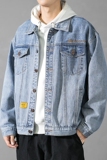 冬季加绒牛仔夹克日系宽松胖子大码J102_1#-加绒P80-，男装夹克，星座905