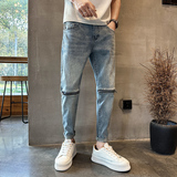 潮牌弹力休闲修身牛仔裤夏季痞帅九分小脚裤N218#-P60-控88，男装牛仔裤，星座905