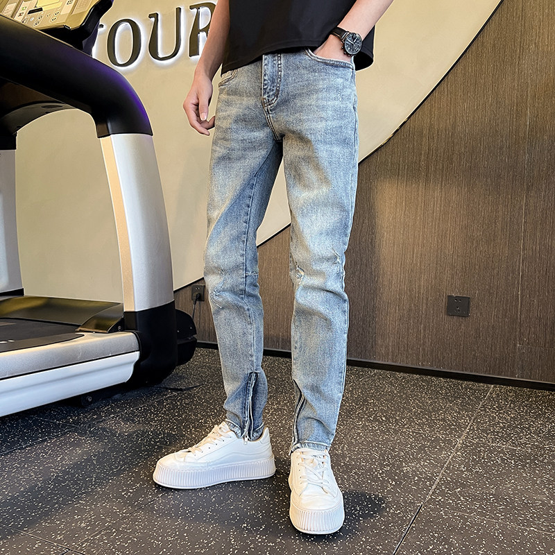 潮牌弹力休闲修身牛仔裤夏季痞帅九分小脚裤XZ905-N219#P60-控88，男装牛仔裤，星座905