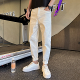 夏季潮牌弹力休闲修身牛仔裤夏季痞帅九分小脚裤N217#P60-控88，男装牛仔裤，星座905