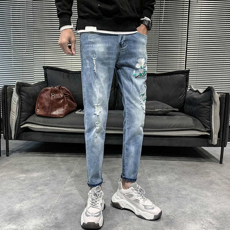 秋冬主推牛仔裤男韩版简约弹力修身小脚裤社会小伙百搭潮#，男装牛仔裤，星座905