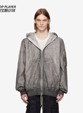 RICK OWENS DRKSHDW Gimp Flight Bomber 新款做旧飞行连帽夹克服