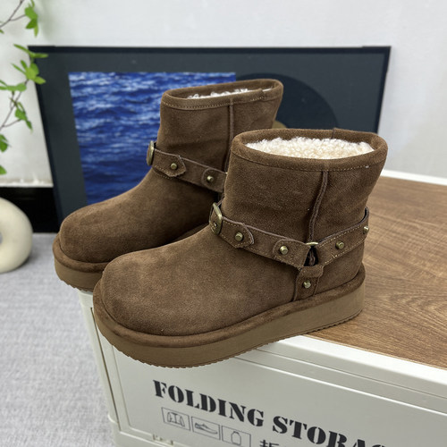 冬季新款加绒加厚时尚复古短靴女