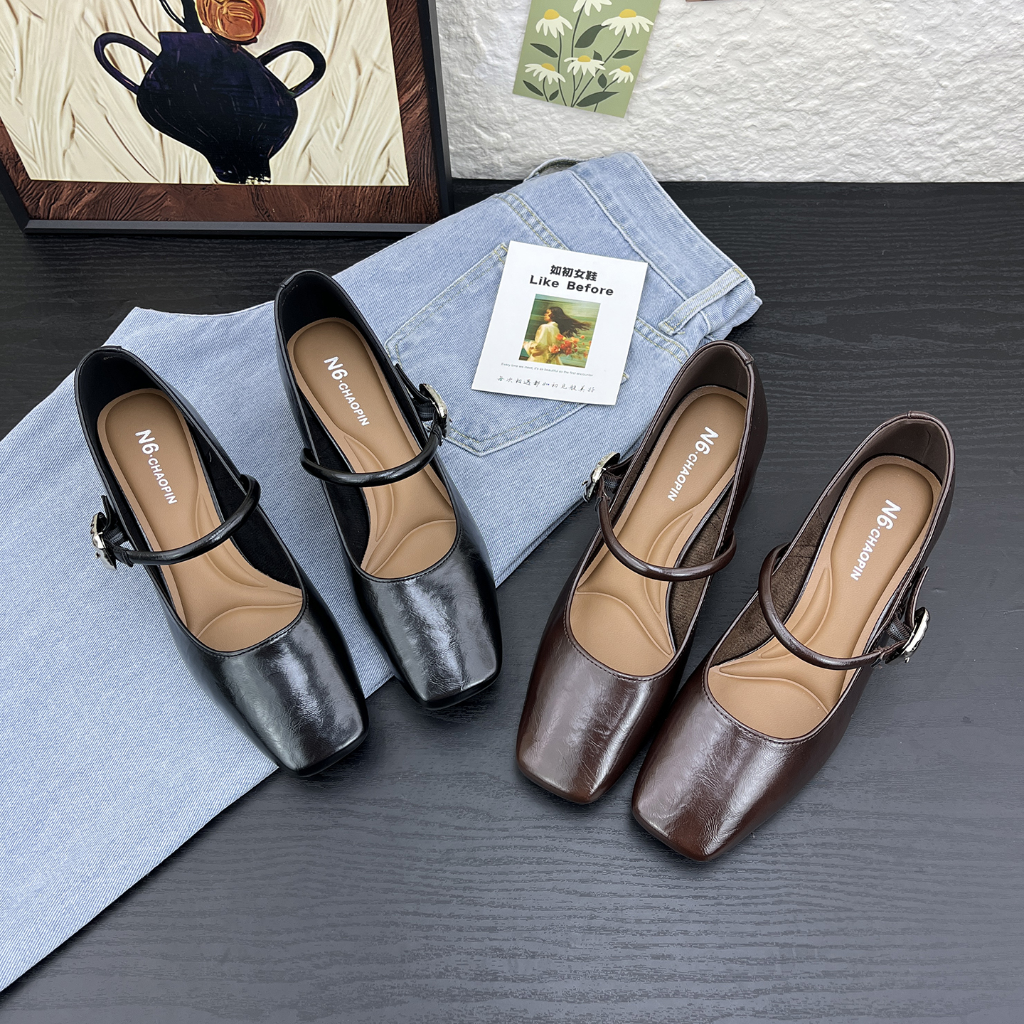 法式粗跟复古高跟玛丽珍单鞋女