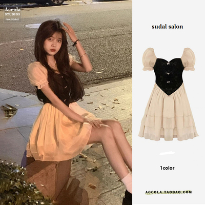 泡泡袖收腰气质显瘦新款连衣裙