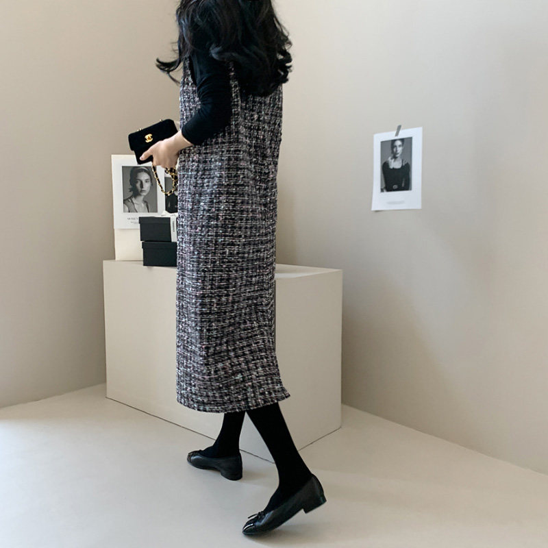 清仓/大V领长裙小香风毛呢背心裙大码女装宽松中长款无袖连衣裙,女装/女士精品,连衣裙,淘宝优惠券,粉丝福利购,淘宝优惠卷