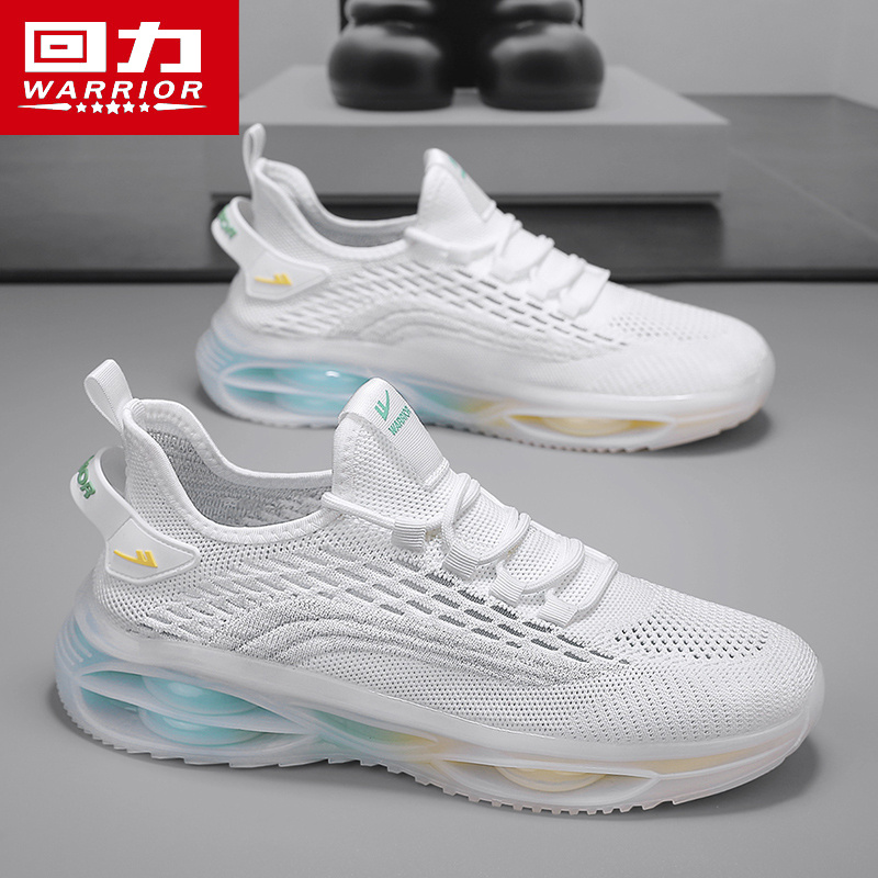 回力男鞋夏季透气飞织网面网鞋休闲跑步气垫减震黑色运动老爹潮鞋