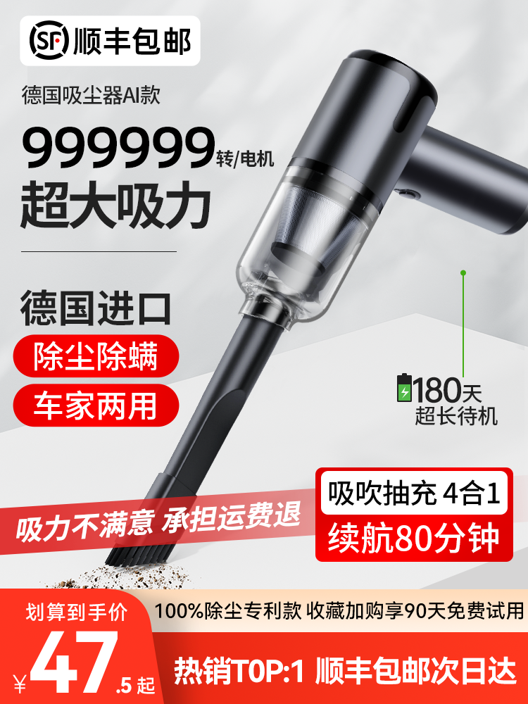 Wireless handheld small vacuum cleaner for car charging