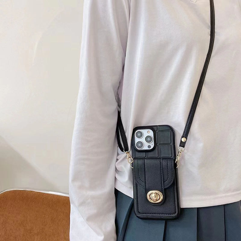 斜挎背带苹果14挂绳手机壳iphone12promax奢华高档网红13全包plus防摔13por可插卡包式xs适用11m